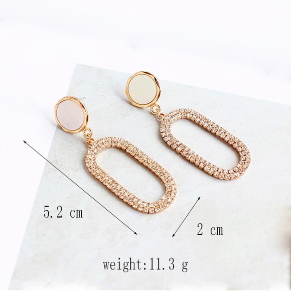 Gold Plated 14K Plated Rhinestone Drop Earrings - Picture 4 of 4